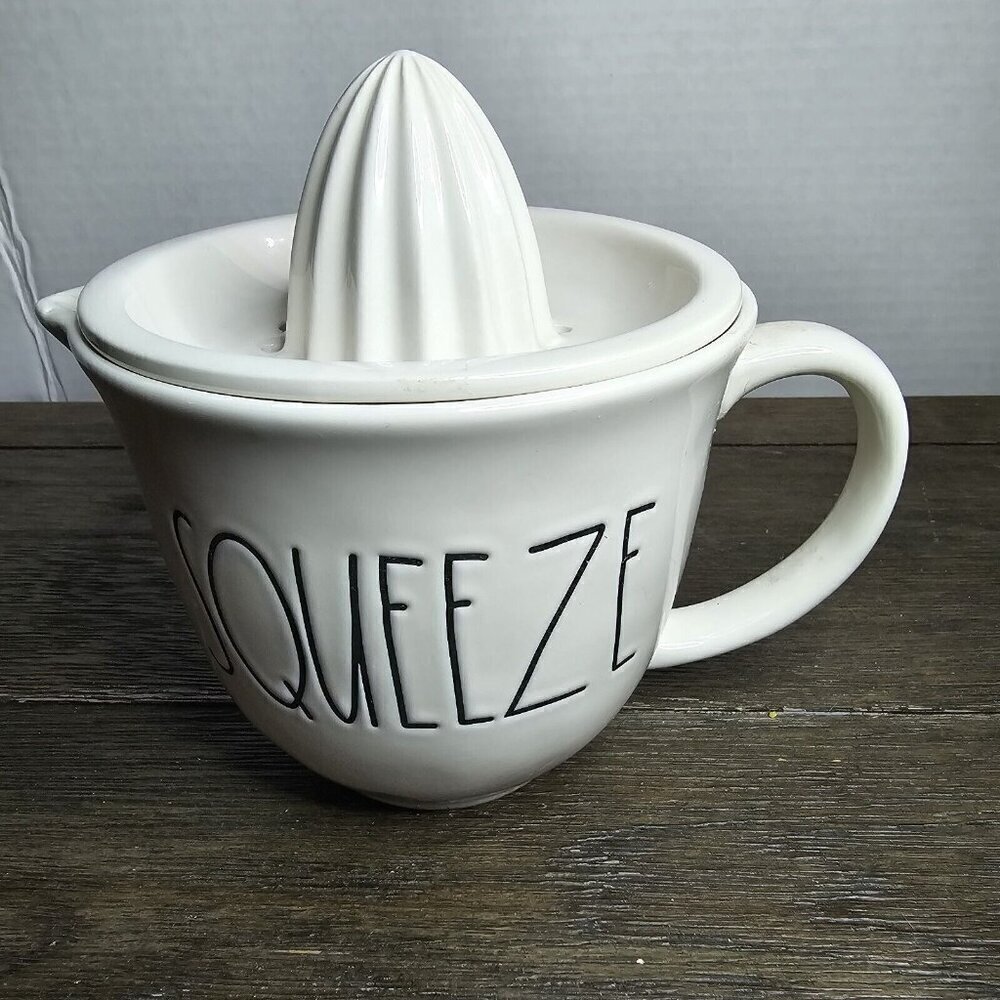 Rae Dunn Artisan Squeeze Lemon Juicer Ceramic Ivory Farmhouse Magenta